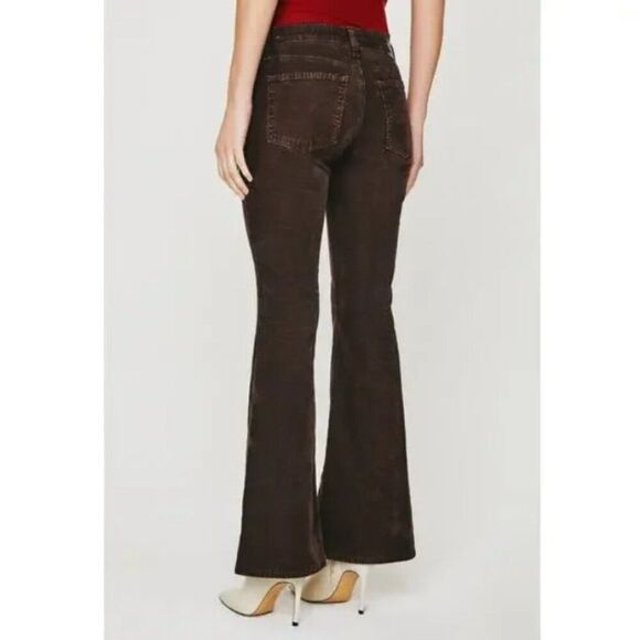 New AG Angeline Corduroy Mid Rise Flare Jeans in Sulfur Bitter Chocolate sz 33 - Picture 3 of 16